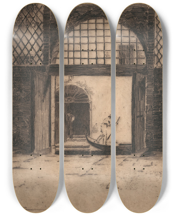 Triptych art skateboard deck of Edward Millington Synge Cortes Pasqualigo by Edward Millington Synge