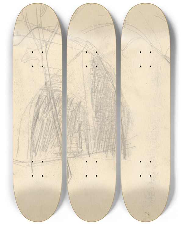 Triptych art skateboard deck of Jn Thain Sketchbook_7 by Jan Thain