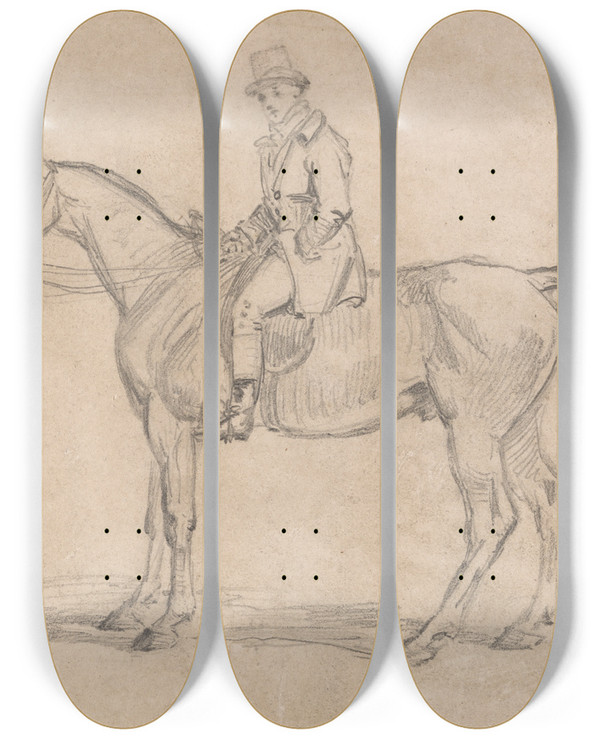 Triptych art skateboard deck of James Ward Ralph John Lambton On His Hunter Undertaker by James Ward (1769-1859)