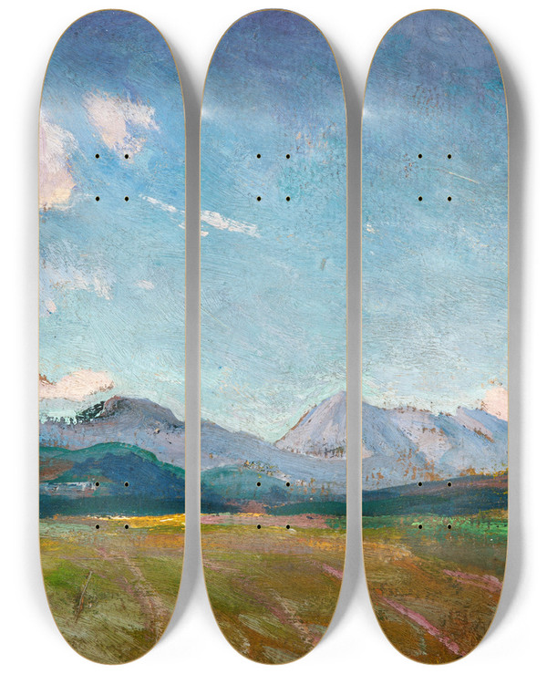 Triptych art skateboard deck of Jan Stanislawski View Towards Osobita Zakopane by Jan Stanislawski (1860-1907)