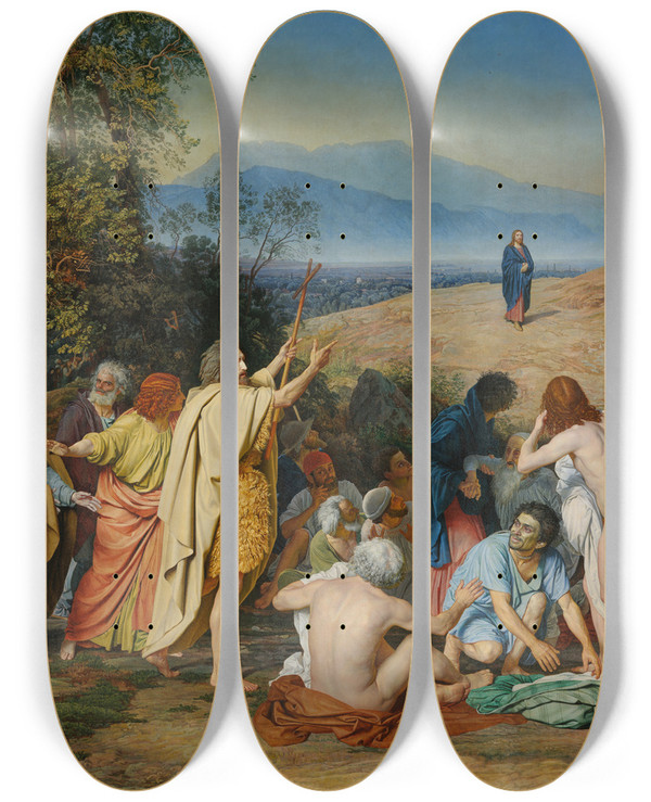 Triptych art skateboard deck of Alexander Andreyevich Ivanov  The Apparition Of Christ To The People The Apparition Of The Messiah by Alexander Andreyevich Ivanov (1806-1858)