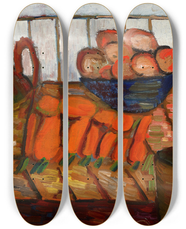 Triptych art skateboard deck of Sasza Blonder Still Life_1 by Sasza Blonder (1909-1949)