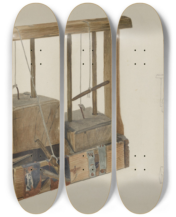 Triptych art skateboard deck of Henry Waldeck Rat Trap by Henry Waldeck