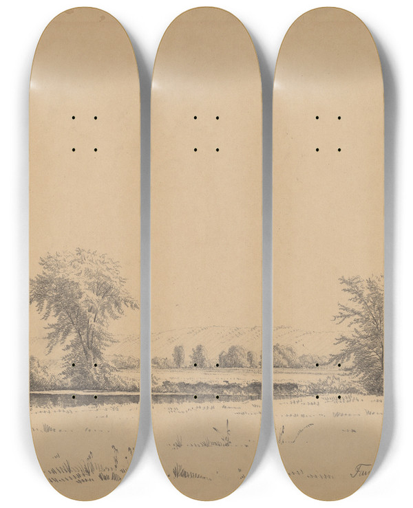 Triptych art skateboard deck of James Renwick Brevoort Farmington Connecticut by James Renwick Brevoort (1832-1918)