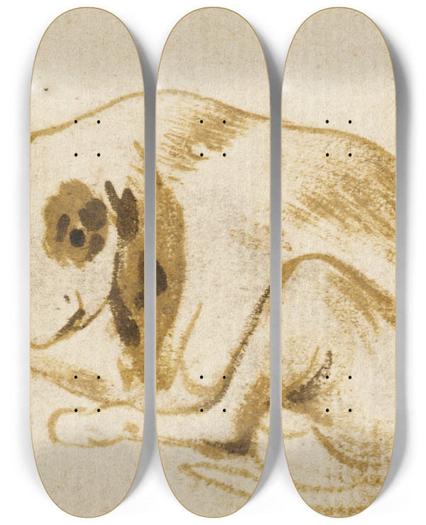 Triptych art skateboard deck of Frans Snyders Studies Of Dogs_3 by Frans Snyders (1579-1657)