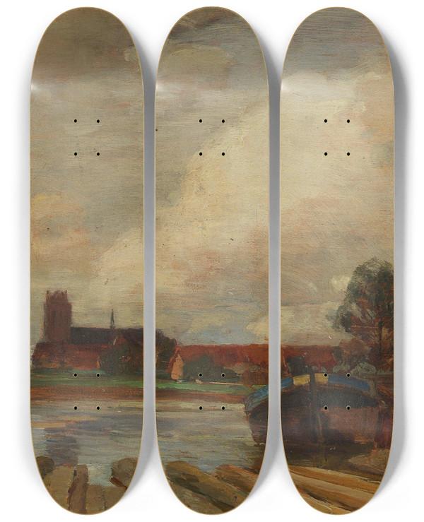 Triptych art skateboard deck of Tina Blau Dordrecht by Tina Blau (1845-1916)