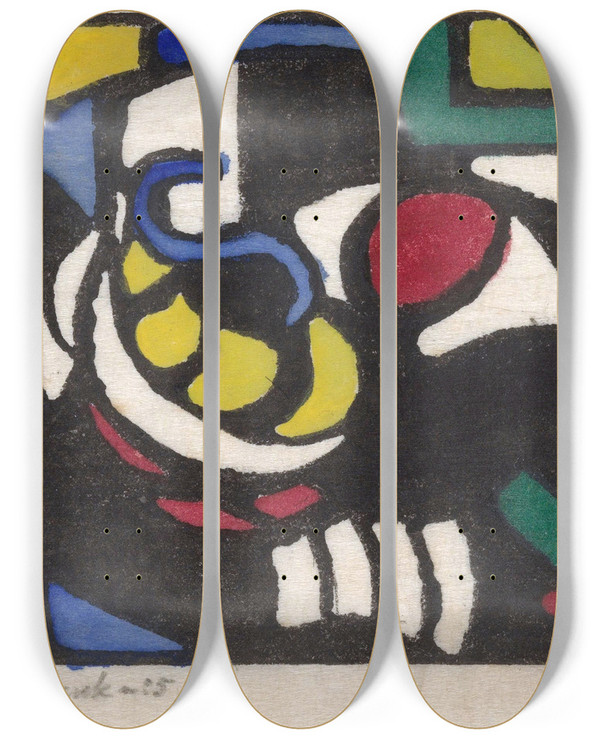 Triptych art skateboard deck of Jacoba Van Heemskerck Compositie Stilleven by Jacoba Van Heemskerck (1876-1923)