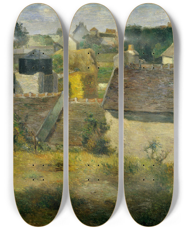Triptych art skateboard deck of Paul Gauguin Houses At Vaugirard by Paul Gauguin (1848-1903)