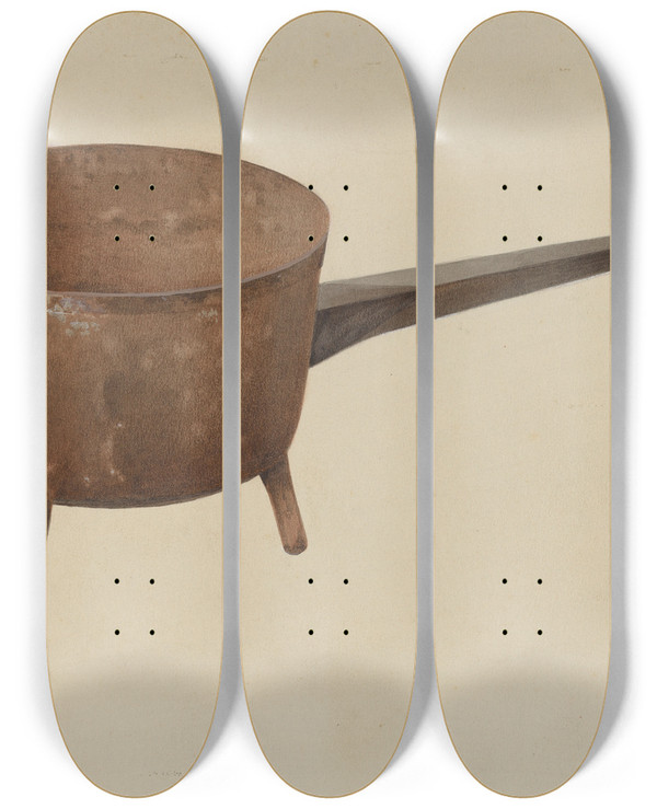 Triptych art skateboard deck of William Frank Skillet by William Frank
