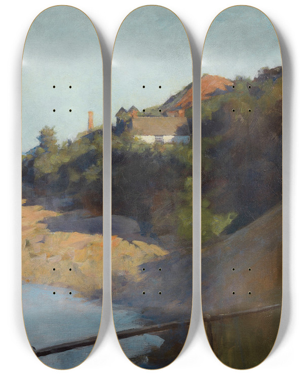 Triptych art skateboard deck of Stanhope Alexander Forbes Penlee Quarry by Stanhope Alexander Forbes (1857-1947)