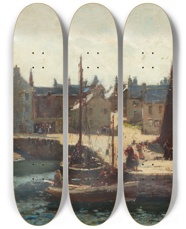 Triptych art skateboard deck of Robert Allan Portsoy Scotland by Robert Allan