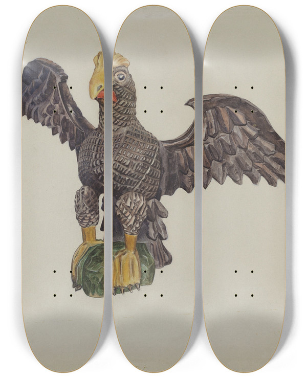 Triptych art skateboard deck of Alice Domey Eagle by Alice Domey