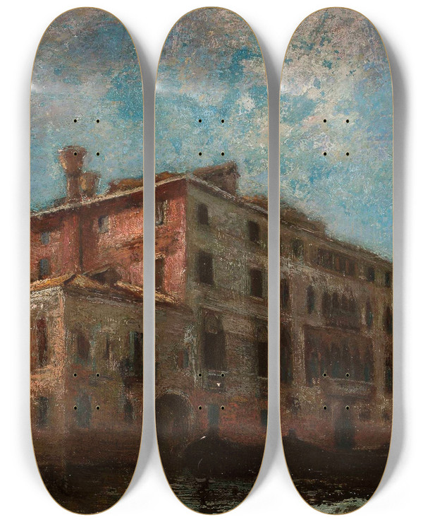 Triptych art skateboard deck of Aleksander Gierymski Motif From Venice by Aleksander Gierymski (1850-1901)
