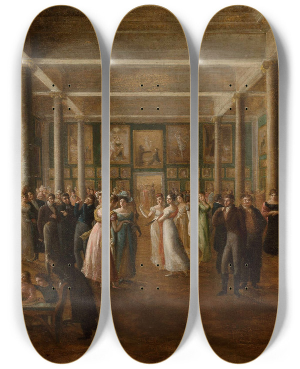 Triptych art skateboard deck of Wincenty Kasprzycki Reception At The Exhibition by Wincenty Kasprzycki (1802-1849)