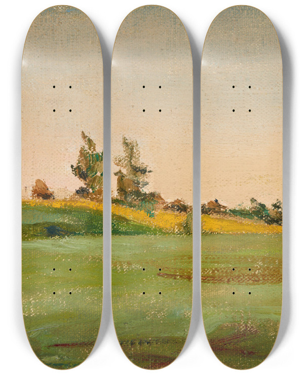 Triptych art skateboard deck of Jan Cigliski Northern Studies Evening by Jan Ciaglinski (1858-1913)