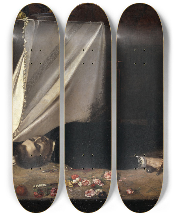 Triptych art skateboard deck of Gustaf Cederstrm Epilogue by Gustaf Cederstrom (1845-1933)