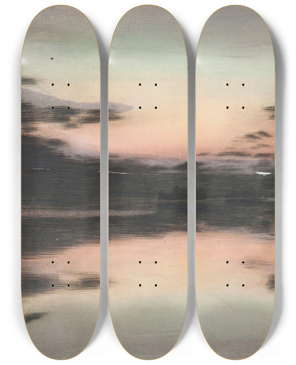 Triptych art skateboard deck of Torsten Wasastjerna Ypilvi by Torsten Wasastjerna (1863-1924)