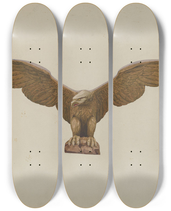 Triptych art skateboard deck of Marian Page Eagle by Marian Page