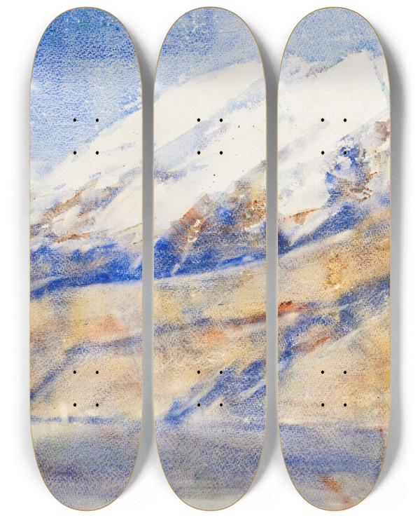 Triptych art skateboard deck of Christian Rohlfs Ghiridone Im Winter by Christian Rohlfs (1849-1938)