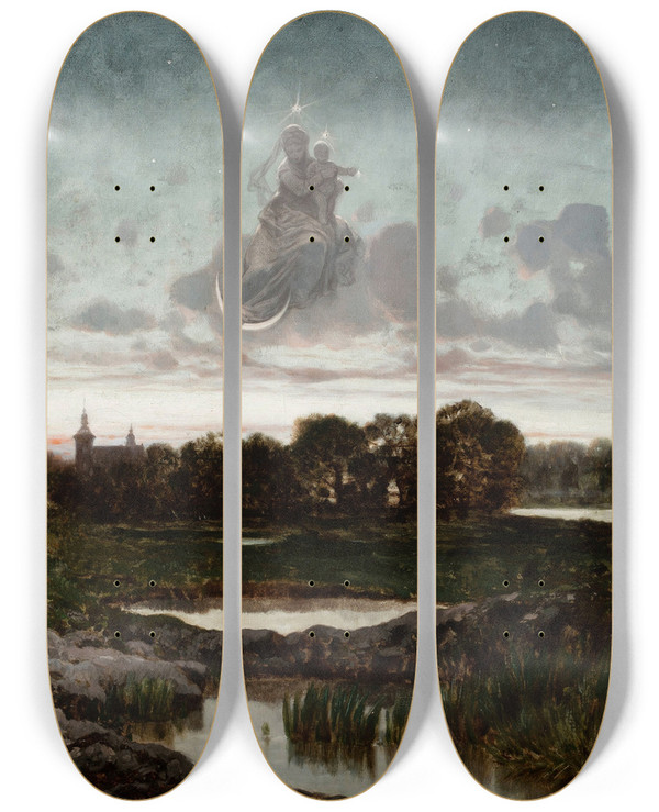 Triptych art skateboard deck of Jzef Szermentowski Morning Star by Jozef Szermentowski (1833-1876)
