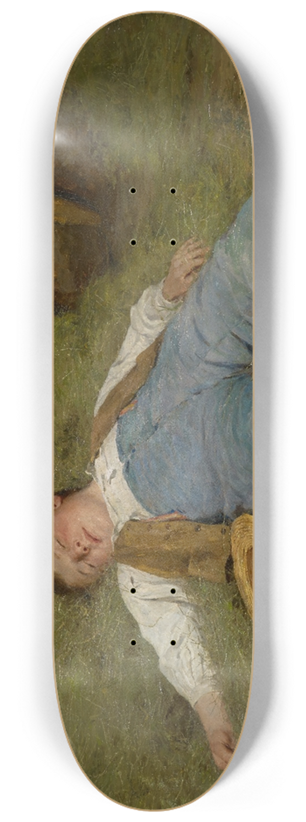 Albert Anker - Boy Asleep in the Hay 8.25 inch art skate deck