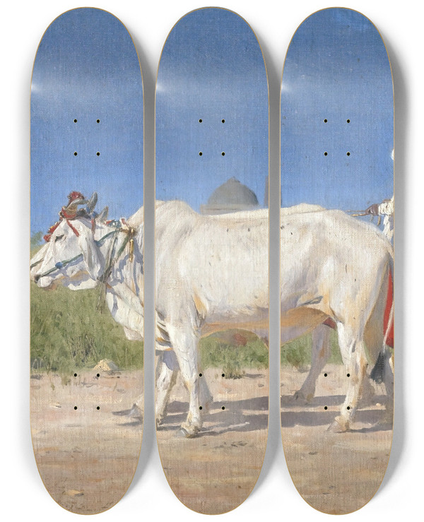 Triptych art skateboard deck of Vasily Vereshchagin Carriage To Delhi by Vasily Vereshchagin (1842-1904)