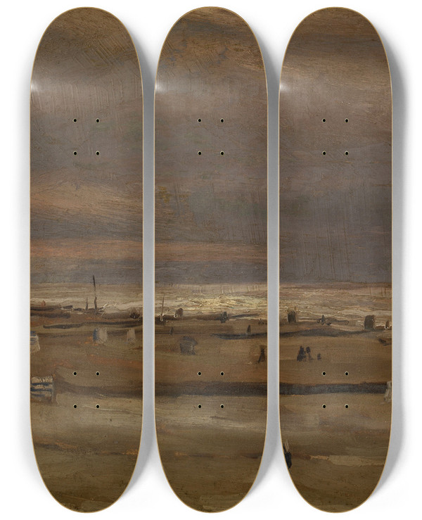 Triptych art skateboard deck of Flicien Rops The Beach by Felicien Rops (1833-1898)