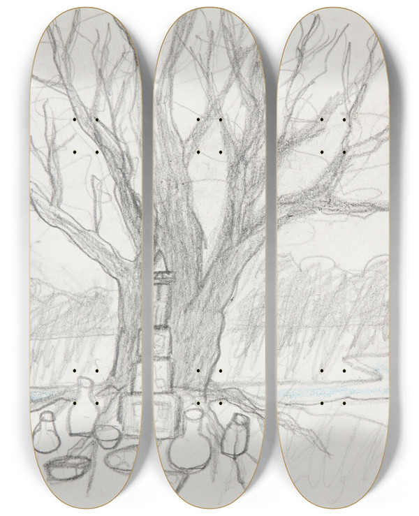 Triptych art skateboard deck of Marian Kopf Wity Db Prasowianie by Marian Kopf (1926-2019)