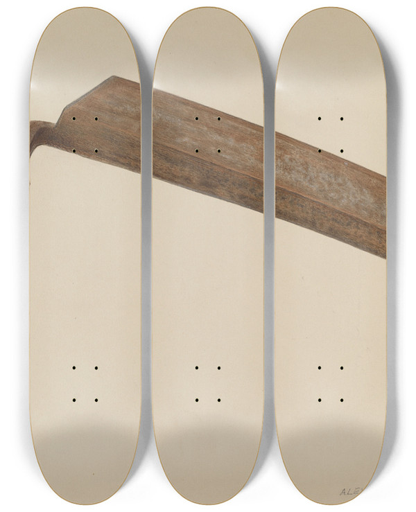 Triptych art skateboard deck of Alexander Anderson Straw Knife by Alexander Anderson