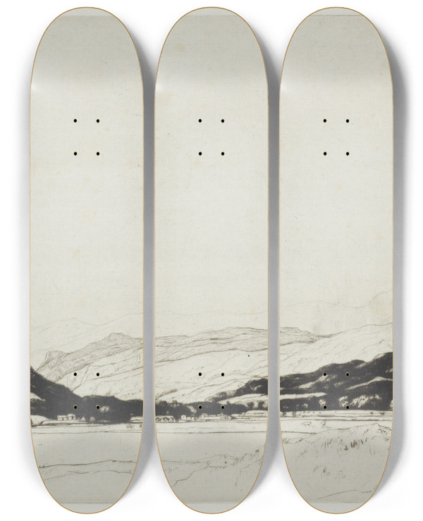 Triptych art skateboard deck of David Young Cameron Balquhidder by David Young Cameron (1865-1945)