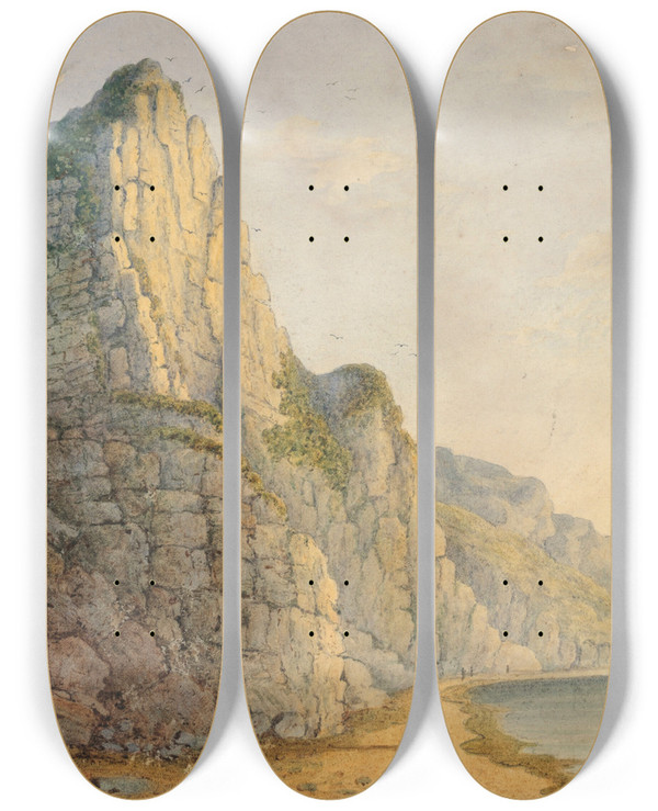 Triptych art skateboard deck of Francis Danby Hotwells In The Avon Gorge by Francis Danby (1793-1861)