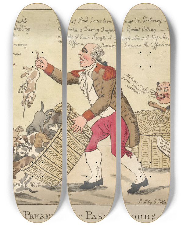 Triptych art skateboard deck of William Okeefe A Present For Past Favours by William Okeefe