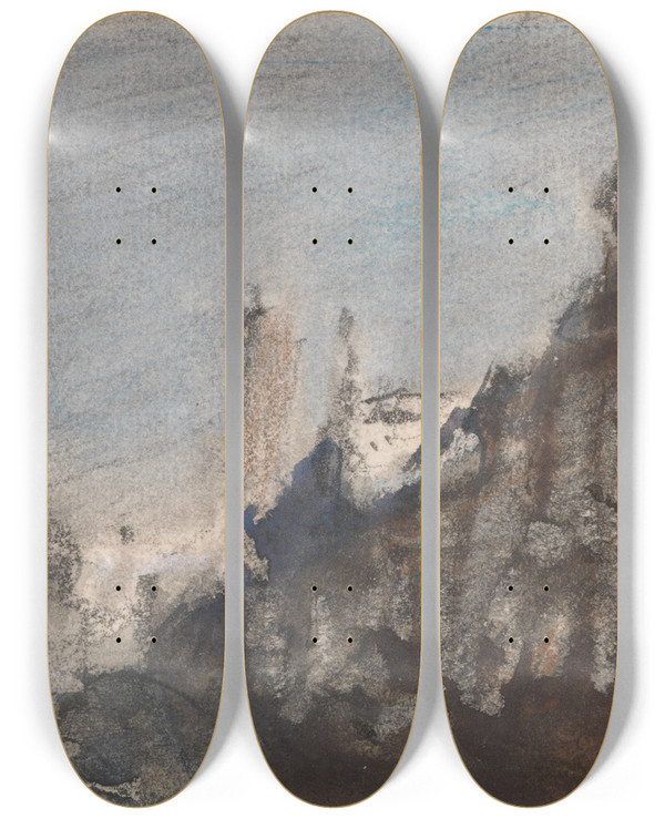 Triptych art skateboard deck of Hercules Brabazon Brabazon View Of Tivoli by Hercules Brabazon Brabazon (1821-1906)