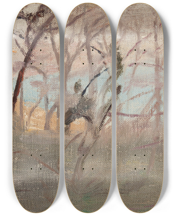 Triptych art skateboard deck of Jan Cigliski View Towards Yalta by Jan Ciaglinski (1858-1913)
