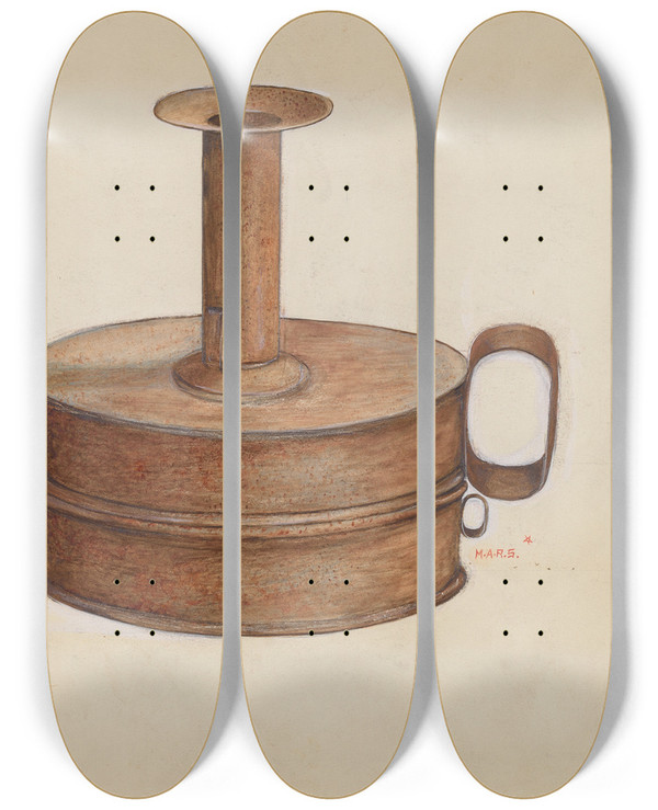 Triptych art skateboard deck of Margaret Stottlemeyer Candlestick_3 by Margaret Stottlemeyer