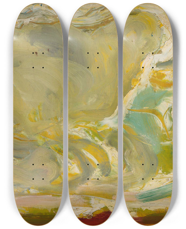 Triptych art skateboard deck of Konrad Krzyanowski Study Of Clouds by Konrad Krzyzanowski (1872-1922)