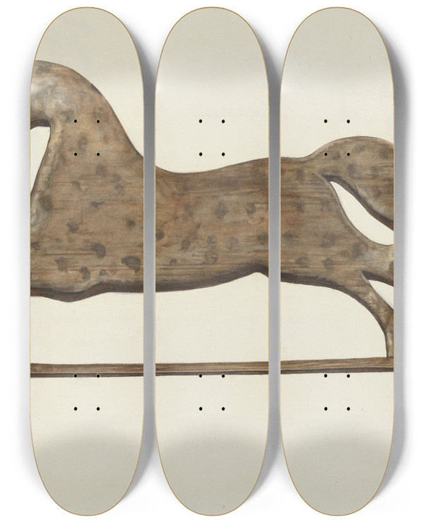 Triptych art skateboard deck of Helen D Bashian Weather Vane by Helen D Bashian