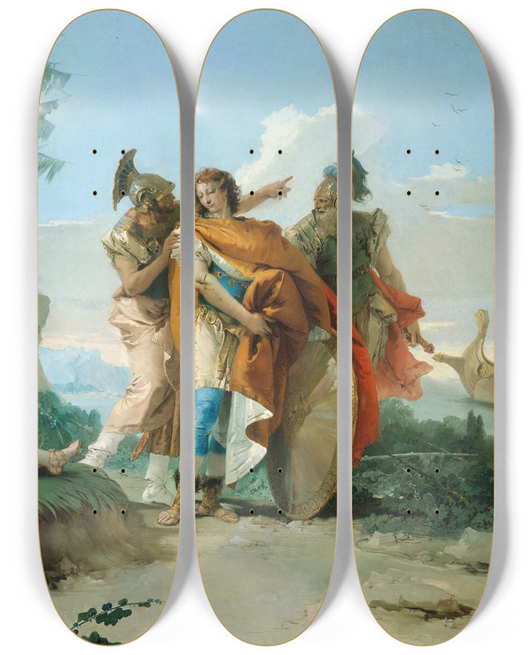 Triptych art skateboard deck of Giovanni Battista Tiepolo Armida Abandoned By Rinaldo by Giovanni Battista Tiepolo (1696-1770)