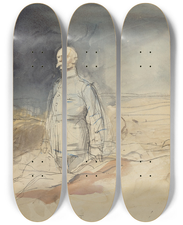 Triptych art skateboard deck of Jeanlouis Forain Marshal Petain by Jean Louis Forain (1852-1931)