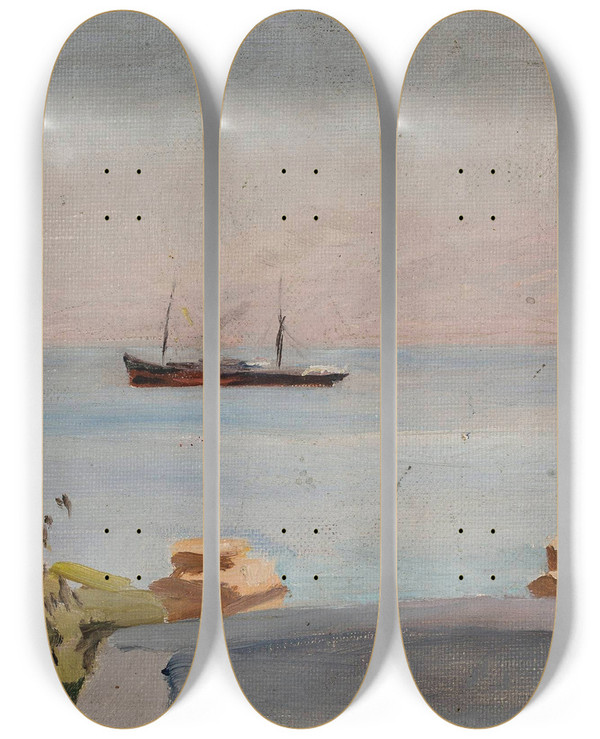 Triptych art skateboard deck of Jan Cigliski Beirut Mount Lebanon From The Journey To Palestine by Jan Ciaglinski (1858-1913)