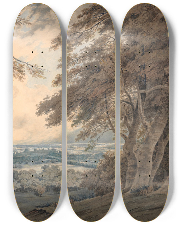 Triptych art skateboard deck of Joseph Mallord William Turner Windsor by Joseph Mallord William Turner (1775-1851)
