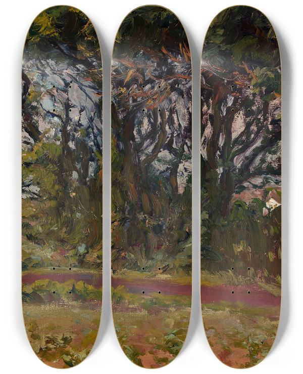 Triptych art skateboard deck of Zygmunt Andrychewicz Landscape From Brittany by Zygmunt Andrychiewicz (1861-1943)
