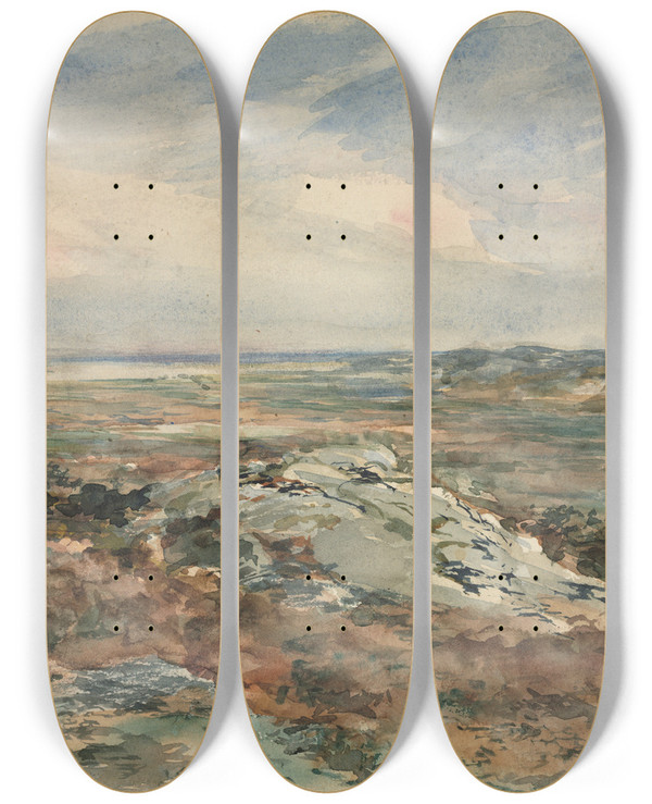 Triptych art skateboard deck of Homer Dodge Martin Landscape by Homer Dodge Martin (1836-1897)