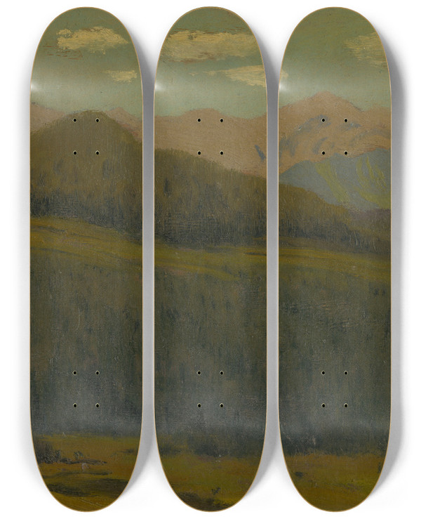 Triptych art skateboard deck of Ferdinand Katona Landscape_1 by Ferdinand Katona (1864-1932)