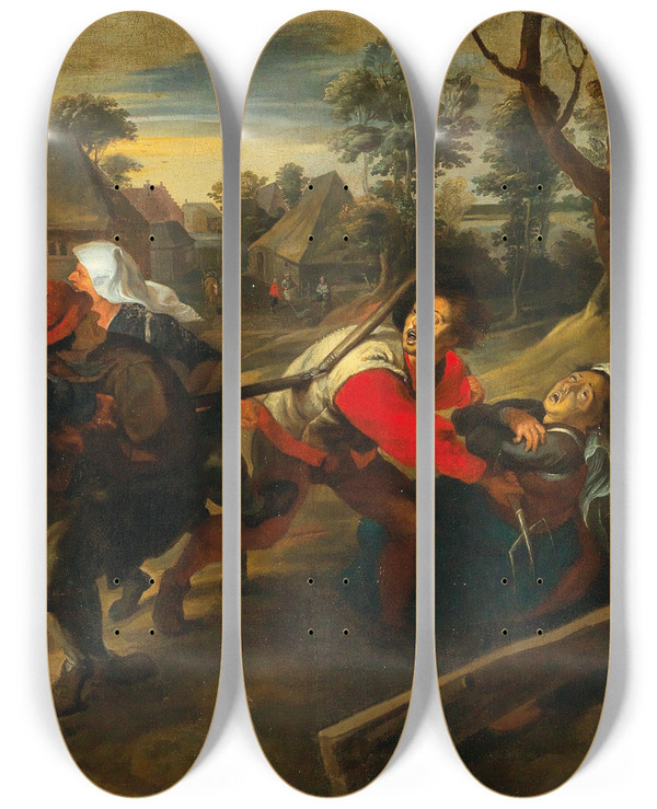 Triptych art skateboard deck of Jan Brueghel The Younger Tobias And The Angel by Jan Brueghel the Younger (1601-1678)