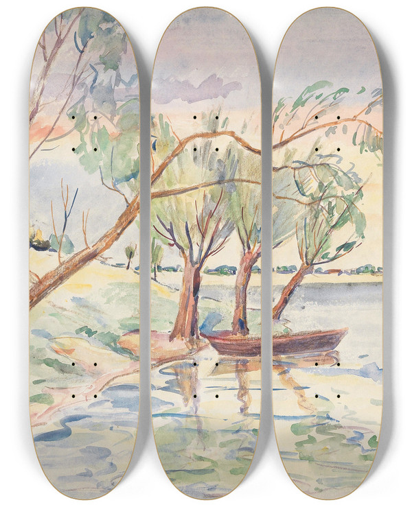 Triptych art skateboard deck of Anton Emanuel Peschka Hutweiden by Anton Emanuel Peschka (1885-1940)