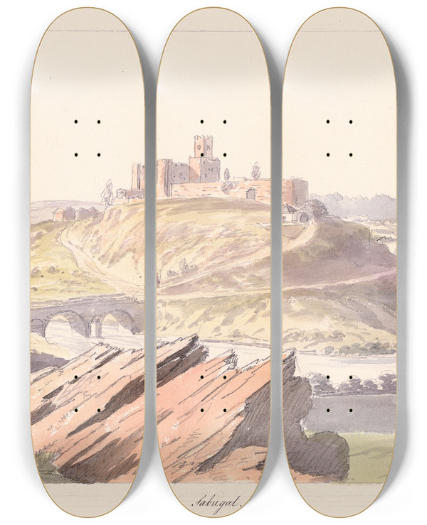 Triptych art skateboard deck of Charles Hamilton Smith Sabugal by Charles Hamilton Smith (1776-1859)
