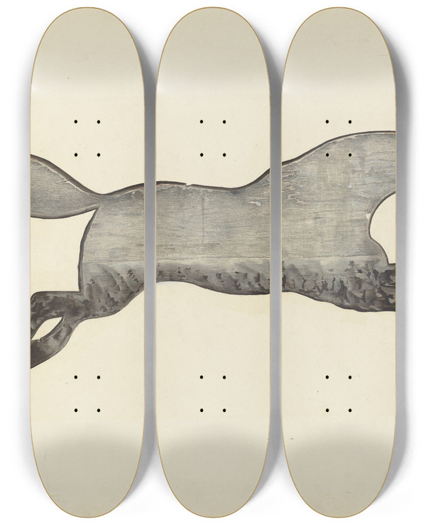 Triptych art skateboard deck of Joseph Rothenberg Horse Weather Vane by Joseph Rothenberg