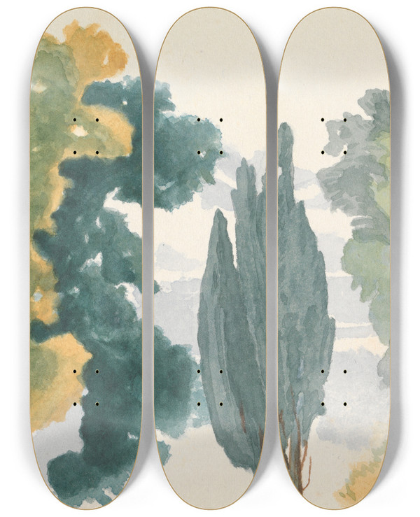 Triptych art skateboard deck of Richard Pettigrew Leitch Foliage_1 by Richard Pettigrew Leitch