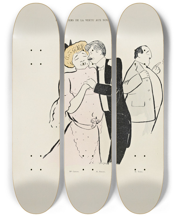 Triptych art skateboard deck of Leonetto Cappiello 70 Dessins De Cappiello Pl41 by Leonetto Cappiello (1875-1942)